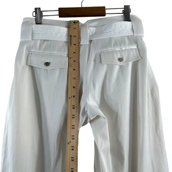 Cache White Cargo Capri Pants Belted Wide Leg Y2K Utility Trousers Womens 4 - Picture 5 of 11